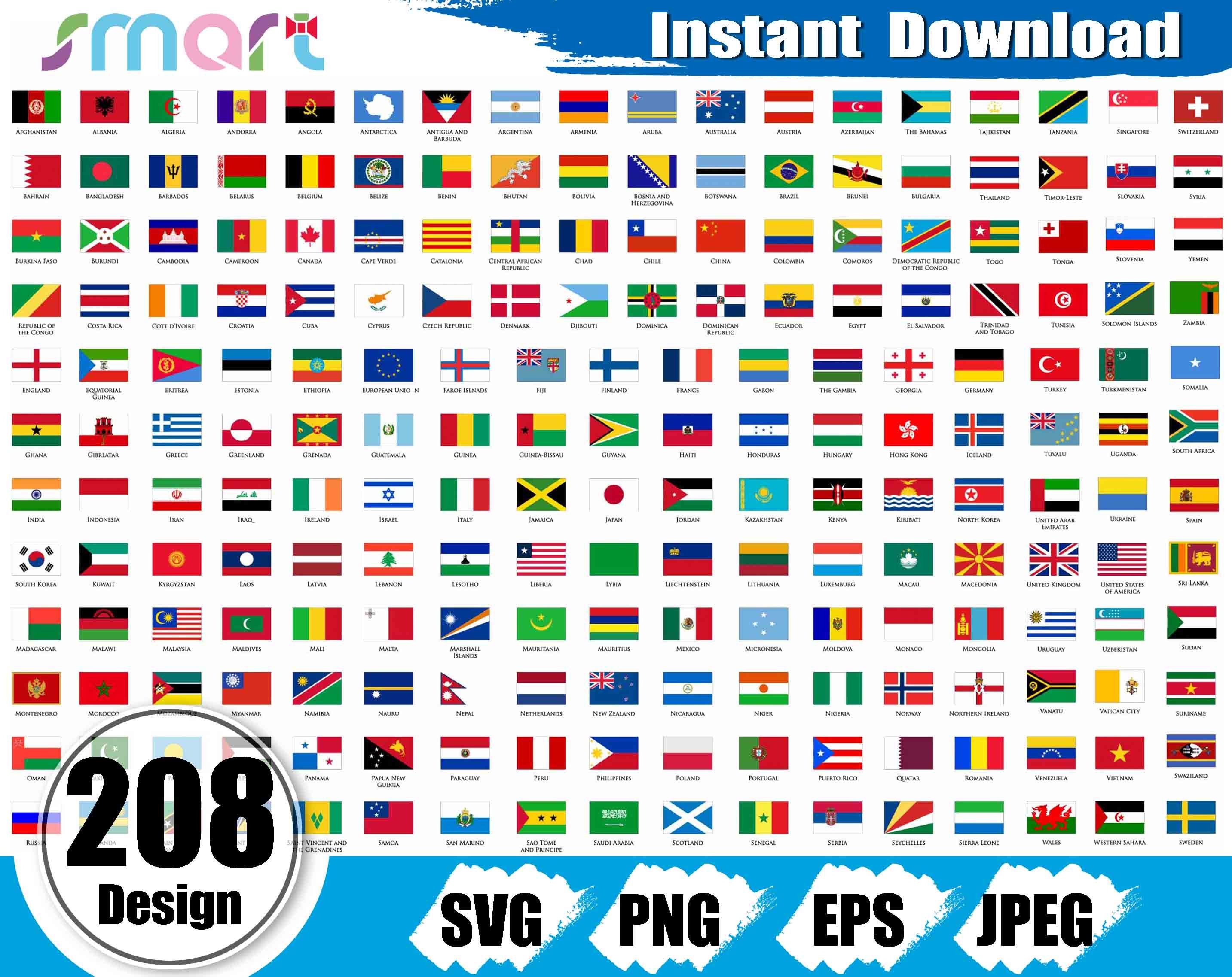 Country Flag Svg Bundlenational Flags Svgregional Flag Svg Etsy