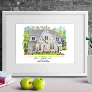 Custom Watercolor House Portrait, Watercolor House Painting, Personalized Home Painting, Hand drawn house, Personalized Housewarming Gift