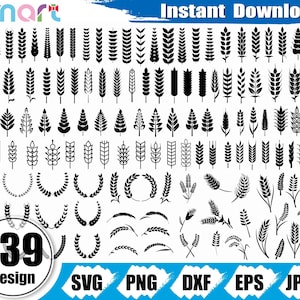 Grain Svg Bundle,Wheat svg,barley svg,Grain Wheat clipart vector png dxf eps stencil cut file for silhouette cricut vinyl file logo monogram