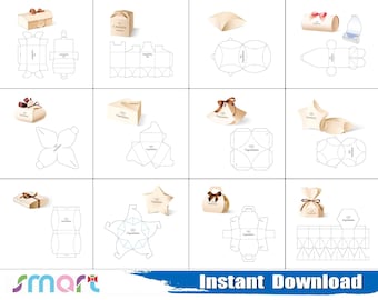 Star Box Svg, Ellipse box Svg, Gift Box Template Svg Bundle, png, dxf, eps, stencil, cut file, silhouette, Cricut