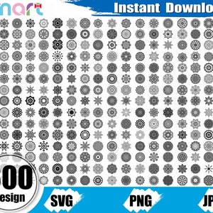 300 Mandala Svg Bundle,zentangle svg,Mandala Flower clipart vector svg png stencil cut file for Cameo silhouette cricut vinyl file outline