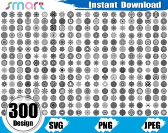 300 Mandala SVG Bundle: Flower Clipart, Stencil Cut Files (Digital Download)