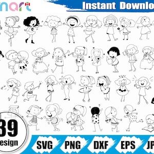 Stick Girl Svg Bundle, Stick Singing Learning Drawing Girl svg clipart vettoriale svg png dxf eps stencil cut file per silhouette cricut vinile
