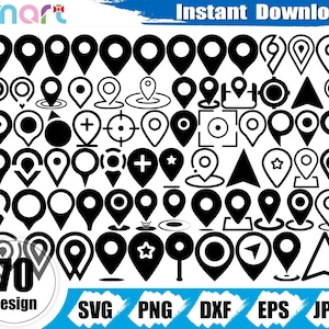 Location Icon svg Bundle, Location Sign svg, Location line Svg, Location Icon clipart vector png cut file silhouette cricut