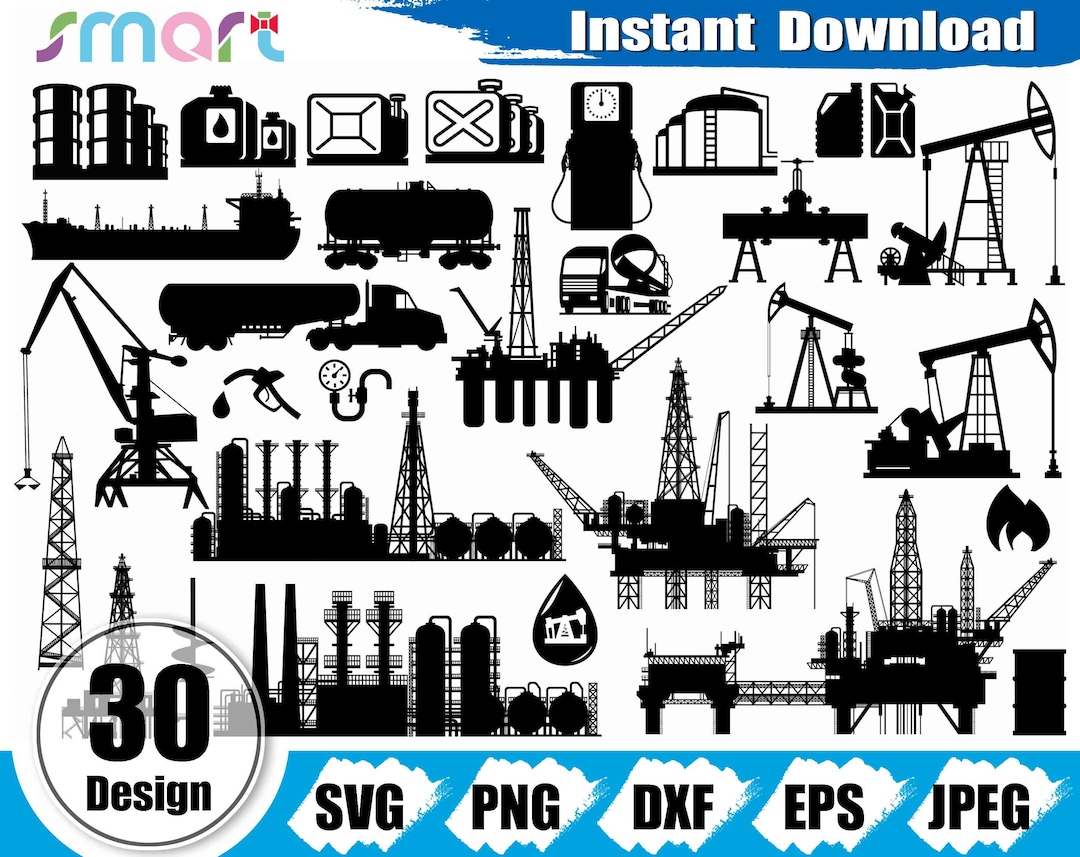 Oilfield SVG Bundle: Pipeline, Rig, Derrick Clipart (digital Download ...