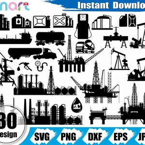 Oilfield Svg Bundle,Oil svg,Oil pipeline svg,Oil rig svg,Oil derrick svg clipart vector png dxf eps stencil cut file silhouette cricut vinyl