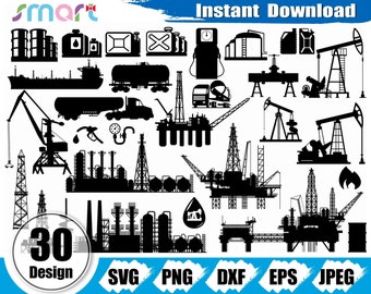 Oilfield SVG Bundle: Pipeline, Rig, Derrick Clipart (Digital Download)