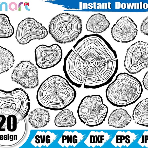 Tree rings svg Bundle,wood cross section svg,Tree rings clipart vector svg png dxf eps stencil cut file for Cameo silhouette cricut vinyl