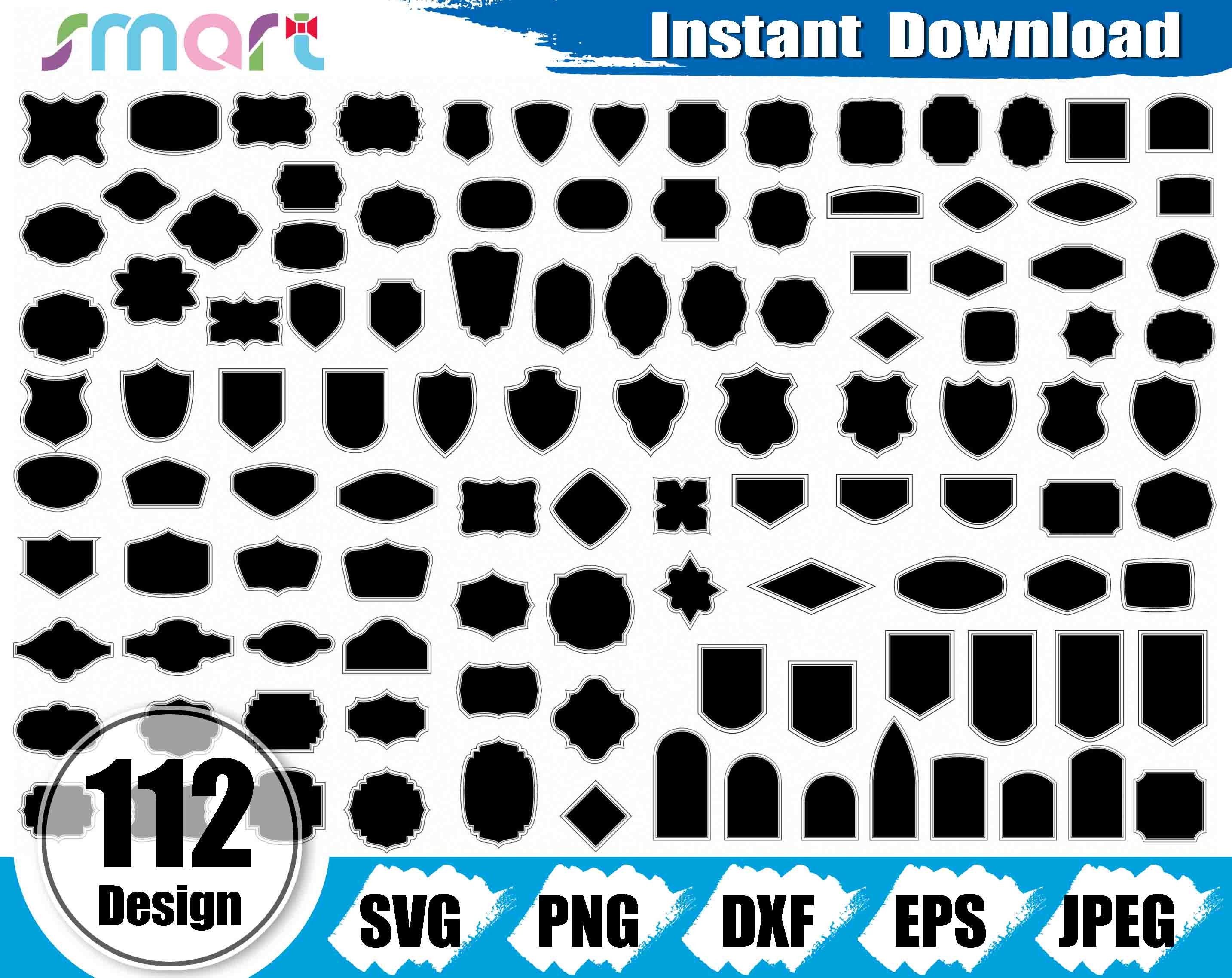 Shield Svg Bundle,Badge Svg,Shield Badge vector clipart svg png dxf eps stencil cut file for Cameo silhouette cricut vinyl file logo outline