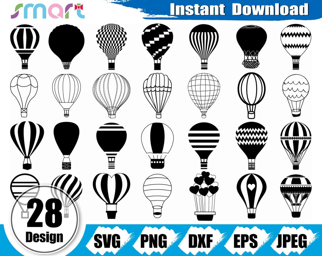 Hot Air Balloon SVG Bundle, Clipart Vector Cut Files (digital Download ...