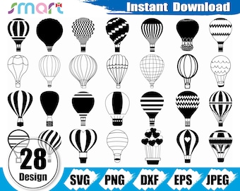 Heißluftballon SVG Bundle, Clipart Vektor Schnittdateien (Digitaler Download)