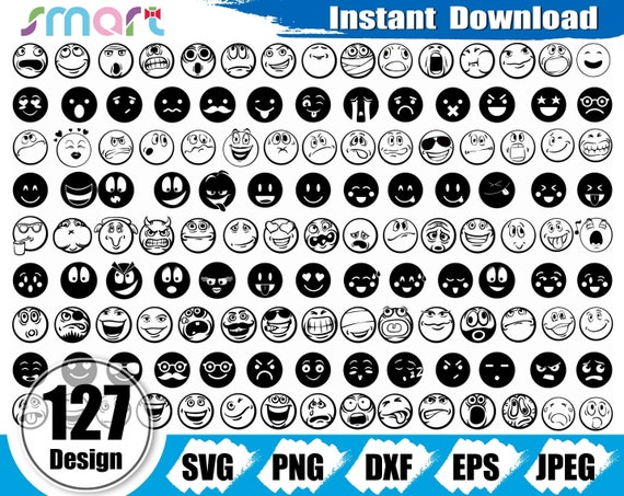 Emoji Face SVG Bundle: 127 Clipart Vector Files (Digital Download)