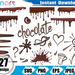 Chocolate svg Bundle,Dripping borders svg,Chocolate Sauce Dripping borders svg clipart vector png eps stencil for silhouette cricut template