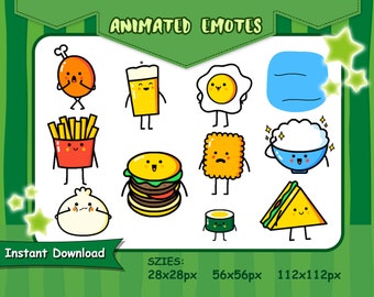 Animated Food Emotes: Twitch, Discord, GIF Emote Pack (Digital Download)