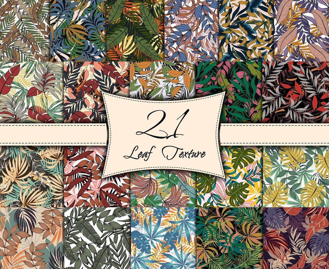 Palm Paper Shift Pattern Palm Leaf Pattern Digital Paper: Seamless Textures (21 JPEG, 12x12in ...