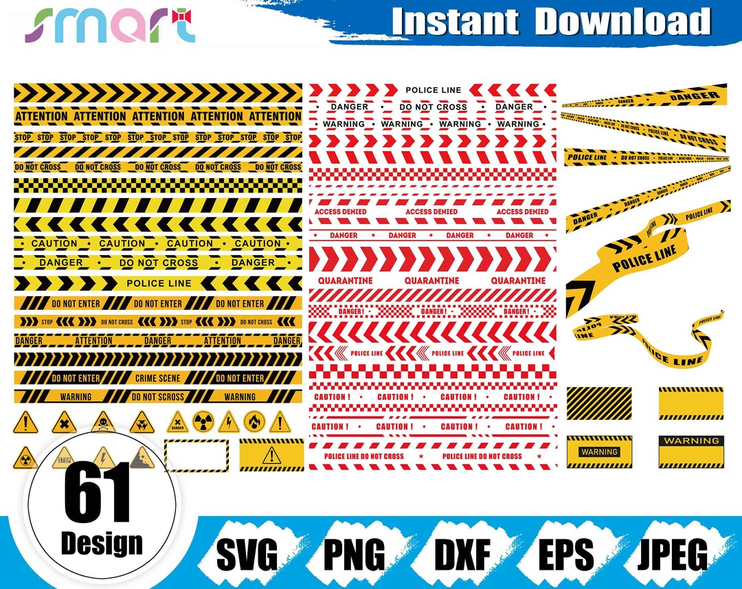 Caution Tape Svg Bundle, Caution Tape Clipart, Warning Sign Svg, Do Not ...