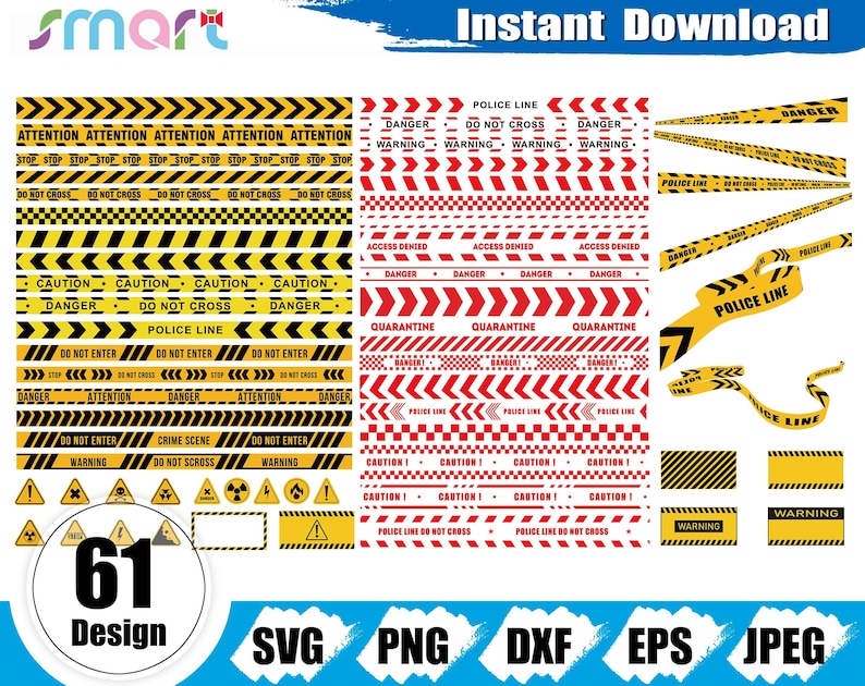 Caution Tape Svg Bundle, Caution Tape Clipart, Warning Sign Svg, Do Not ...
