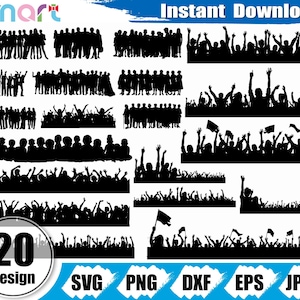 People Human groups Svg Bundle,Cheering Crowd svg,Kids Groups svg clipart vector png dxf eps stencil cut file Cameo silhouette cricut vinyl
