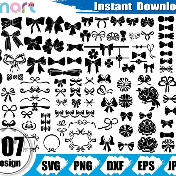 Bow Svg Bundle,hair bow svg,gift bow svg,Ribbon Bow svg clipart vector svg png dxf eps stencil cut file for Cameo silhouette cricut vinyl