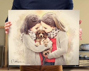 Ritratto di famiglia personalizzato a matita colorata, opera d'arte personalizzata (download digitale)