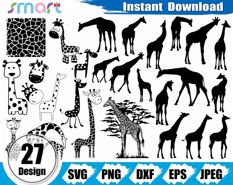 Download Art Collectibles Clip Art Decals Wall Art Baby Giraffe Svg Cutting Files Eps Dxf Png Cricut Silhouette T Shirts Print Instant File Download