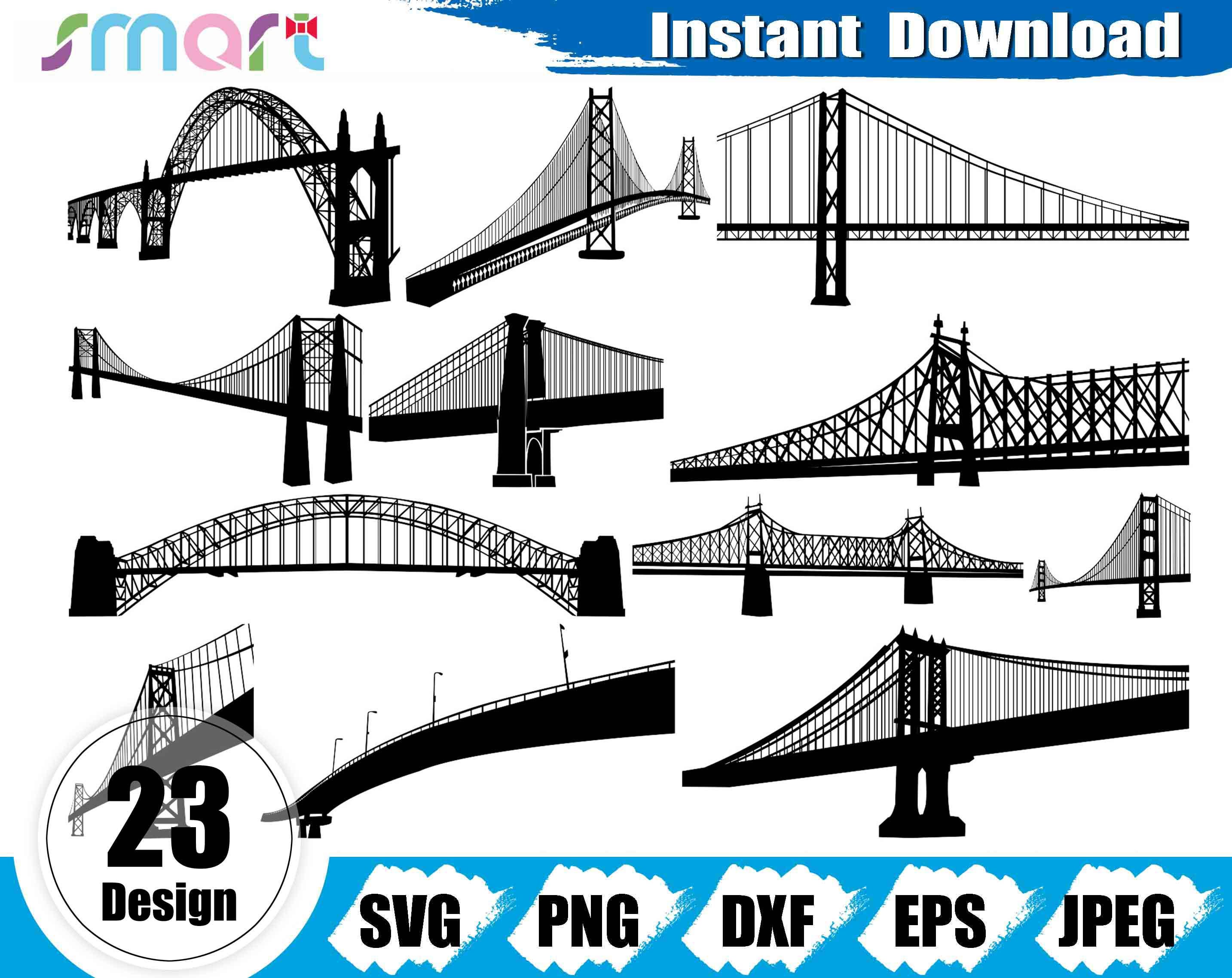Bridge Svg Bundle, Bridge Clipart, Overpass Svg, Viaduct Svg, Bridge ...