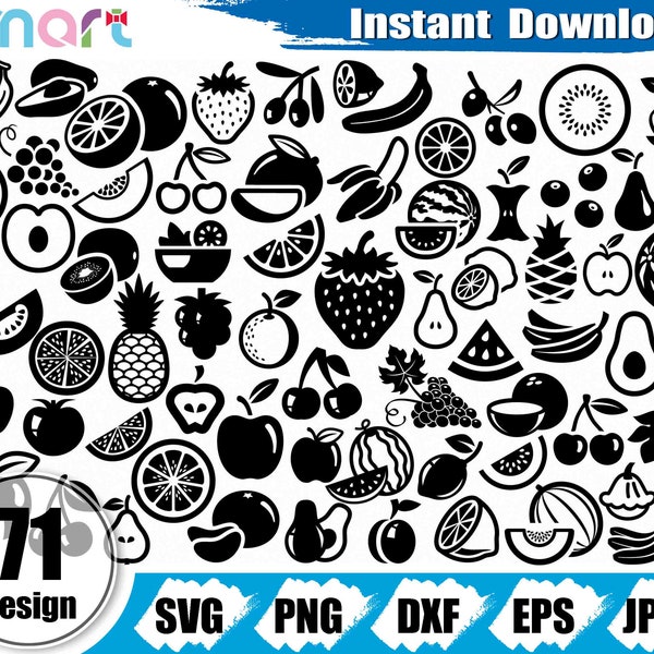 Fruit Svg Bundle,Strawberry svg,pineapple svg,Fruit clipart vector svg png dxf eps stencil cut file for Cameo silhouette cricut vinyl file