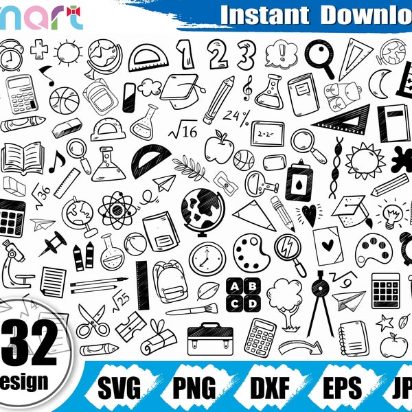 Zurück zu Schule svg Bundle, Schulbedarf svg, Lehrer svg, Chemie svg Clipart Vektor png dxf eps Schablone geschnitten Datei Kontur Cricut vinyl