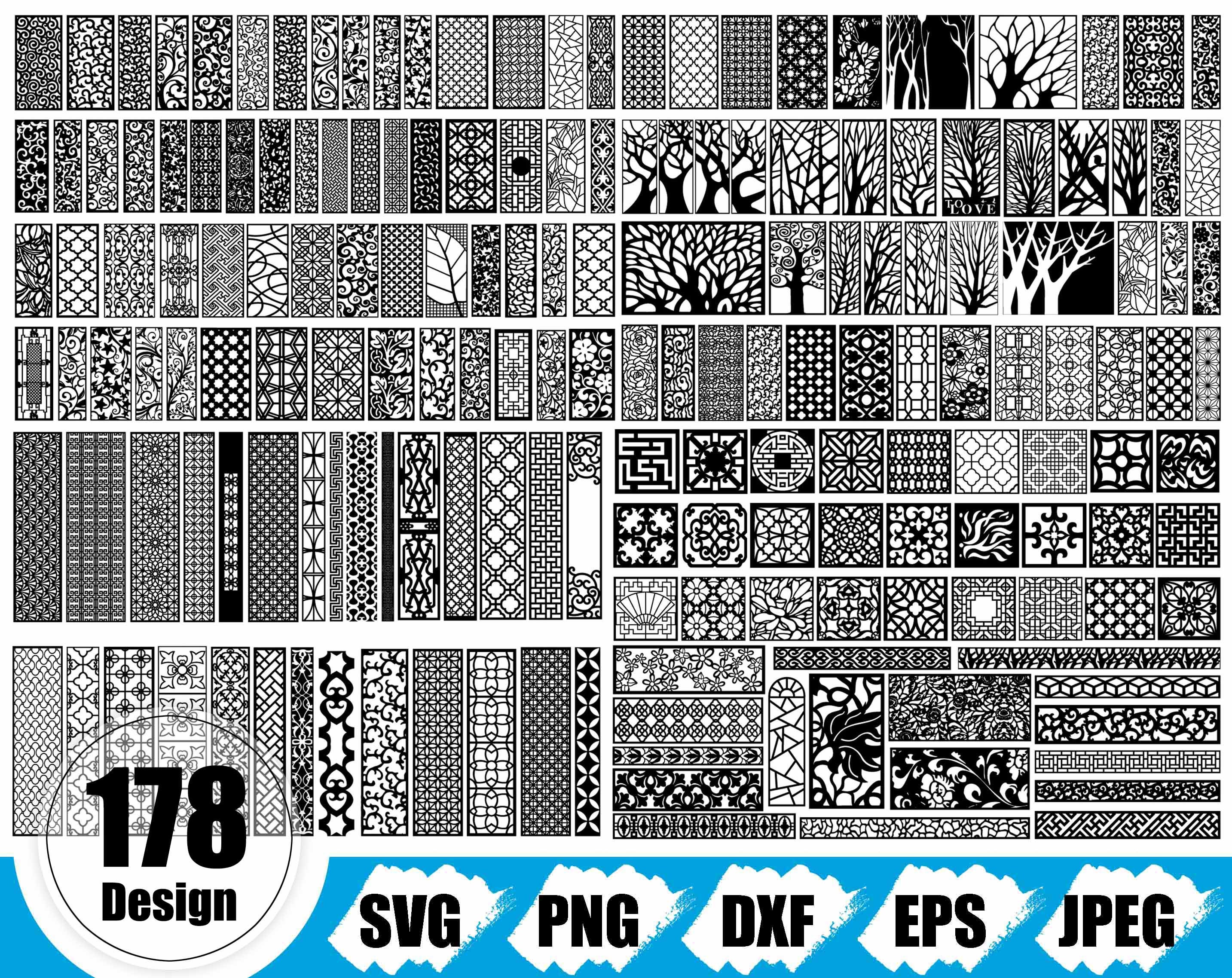 178 Decorative Panel Designs: Laser Cut Stencil SVG Bundle (digital ...