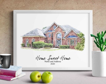 Color Pencil House Painting from photo, Custom Color Pencil House Home Portrait, Personalized House Home Painting, Invitation house design