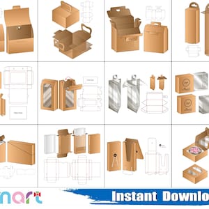 File Box Svg, File Bag Svg, Box Template Svg Bundle, Drawer Box svg, Paper Bag svg, png, dxf, eps, stencil, file di taglio, silhouette, Cricut
