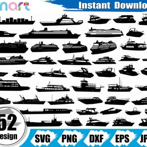 Cruise Ship Svg Bundle,Yacht Svg,Cargo ship svg,Cruise Ship clipart vector png dxf eps stencil cut file for Cameo silhouette cricut vinyl
