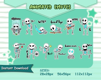 Skull Animated Emotes: Twitch/Discord Streamer Pack (GIF Digital Download)