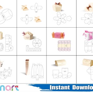 Caja de dulces SVG, caja en forma de corazón SVG, paquete de plantillas de caja SVG, caja poligonal SVG, PNG, DXF, EPS, plantilla, archivo de corte, silueta, Cricut