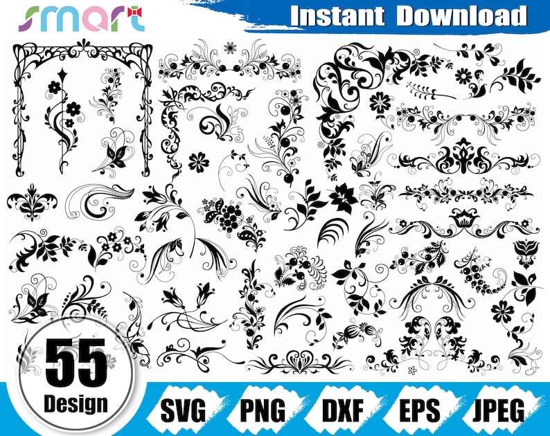 Free Free 230 Silhouette Cameo Silhouette Flower Border Svg SVG PNG EPS DXF File