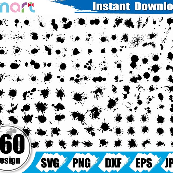 Paint Splatter Svg Bundle,Ink Splatter svg,Paint Splatter clipart vector png dxf eps stencil cut file for Cameo silhouette cricut vinyl file