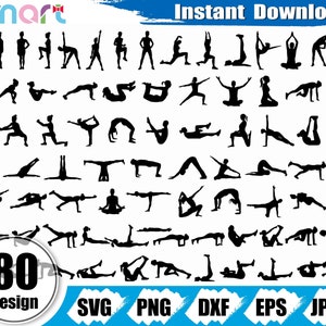 Yoga svg Bundle,Yoga pose svg,Mediation svg,Fitness svg,Yoga clipart vector png dxf eps stencil cut file for Cameo silhouette cricut vinyl