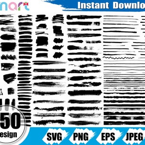 Pinsel SVG Bundle, Paint Splatter svg, Pinselstriche svg, Farbe Linie Vektor Clipart svg png Schablone für Silhouette Cricut Vinyl Monogramm