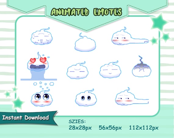Cloud Animated Emotes: Twitch/Discord Streamer Emote Pack (Digital Download)