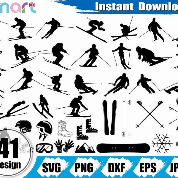 Ski Svg Bundle,skis svg,Snowflake svg,Skiing SVG,Winter sport svg clipart vector png dxf eps stencil cut file for silhouette cricut vinyl