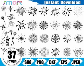 Fireworks svg Bundle,Independence day svg,Fireworks clipart vector png dxf eps stencil cut file for Cameo silhouette cricut vinyl outline