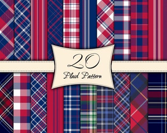 Red & Blue Plaid Digital Papers: Seamless Patterns (Digital Download)