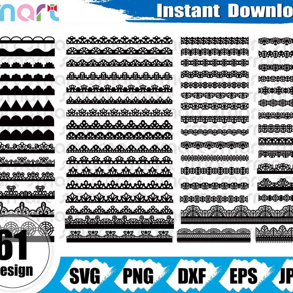 Rand svg Bundle, Lace Border svg, Lace Frame svg, Einladung Rahmen svg, Lace Border Clipart Vektor png geschnitten Datei Kontur cricut