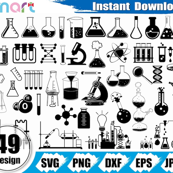 Chemie SVG Bundle, Wissenschaft svg, Reagenzglas svg, Lehrer svg, Chemie svg Clipart Vektor png dxf eps Schablone geschnitten Datei Kontur Cricut vinyl