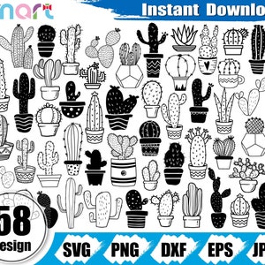 Cactus Svg Bundle, Desert Cacti Plants svg, Cactus clipart vector svg png dxf eps stencil archivo de corte para Cameo silueta cricut archivo de vinilo
