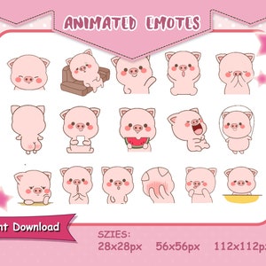 Emoticono animado de cerdo lindo, Emotes de discordia de cerdo rosa, Emotes de contracción de cerdo, Paquete de emoticonos de cerdo, Emote Gif de cerdo, Archivo Gif de cerdo, Emote de cara de cerdo