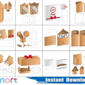 Caja de regalo SVG, bolsa de archivo SVG, paquete de plantillas de caja SVG, caja de cajón SVG, png, dxf, eps, plantilla, archivo de corte, silueta, Cricut