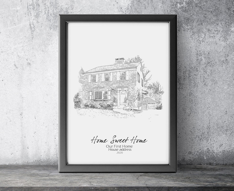Custom House Sketch Drawing,House Sketch From Photo,Housewarming Drawing,Black and White Home,New Home Gift,Pen House Drawing image 8