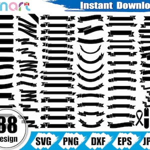 Ribbon Banner SVG Bundle, Flagge svg, Ribbon Banner Clipart Vektor svg png dxf eps Schablone geschnitten Datei für Cameo Silhouette Cricut Vinyl Datei Logo