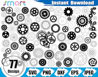 Gears SVG Bundle, Steampunk Cog Wheels Clipart (Digital Download)